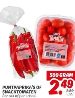 Dekamarkt PUNTPAPRIKA'S OF SNACKTOMATEN Per zak of per schaal. aanbieding