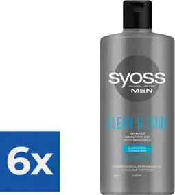 Bol.com Syoss Men Clean and Cool Shampoo 440 ml - Voordeelverpakking 6 stuks aanbieding