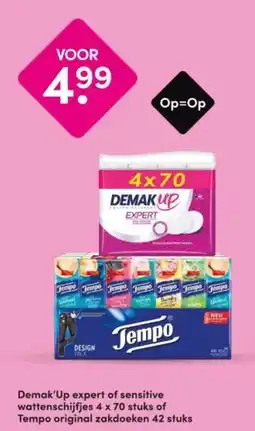 DA Demak'Up expert of sensitive wattenschijfjes of Tempo original zakdoeken aanbieding