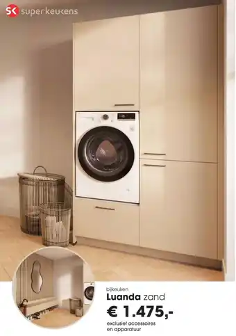 Superkeukens bijkeuken Luanda zand aanbieding