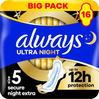 Jumbo Always Ultra Maandverbanden Secure Night Extra (maat 5) aanbieding