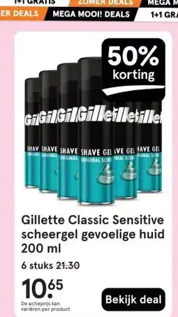 Etos Gillette Classic Sensitive scheergel gevoelige huid 200 ml aanbieding