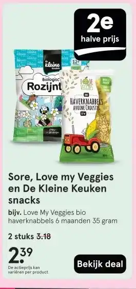Etos Sore, Love my Veggies en De Kleine Keuken snacks aanbieding