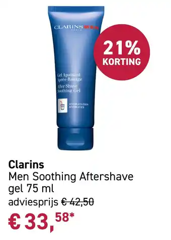 Mooi parfumerie Clarins Men Soothing Aftershave Gel aanbieding
