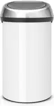 Bol.com Brabantia Touch Bin Prullenbak - 60 l - White met Matt Steel Fingerprint Proof deksel aanbieding