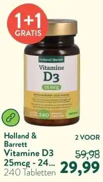 Holland & Barrett Vitamine D3 25mcg - 240 tabletten aanbieding