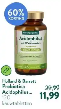 Holland & Barrett Probiotica Acidophilus Kauwtabletten 2 miljard Aardbeiensmaak aanbieding
