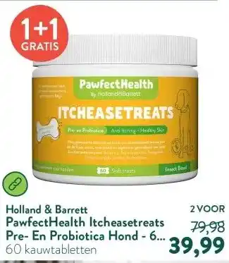 Holland & Barrett PawfectHealth Itcheasetreats Pre- En Probiotica Hond - 60 soft treats aanbieding