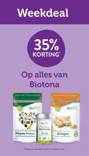 Holland & Barrett 35% KORTING* Op alles van Biotona aanbieding