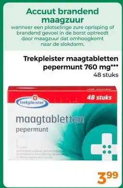 Trekpleister Trekpleister maagtabletter pepermunt 760 mg*** aanbieding