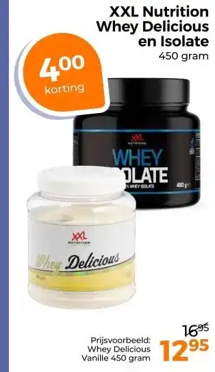 Trekpleister XXL Nutrition Whey Delicious en Isolate aanbieding