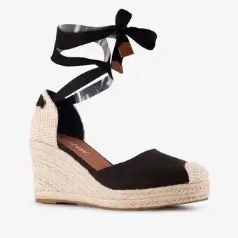 Scapino Blue Box dames sleehak espadrilles met strik zwart aanbieding
