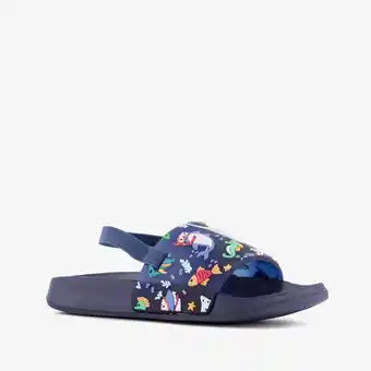 Scapino Blauwe kinder badslippers met visjes aanbieding