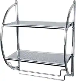Amazon WENKO Wandrek Chroom - 2 planken, 2 flexibele handdoekstangen, Staal, 45,5 x 54,5 x 26 cm, Chroom aanbieding