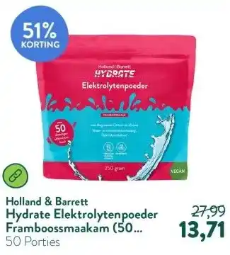 Holland & Barrett Hydrate Elektrolytenpoeder Framboossmaakam (50 porties) aanbieding