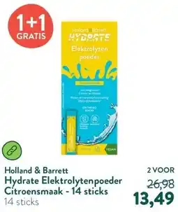 Holland & Barrett Hydrate Elektrolytenpoeder Citroensmaak - 14 sticks aanbieding