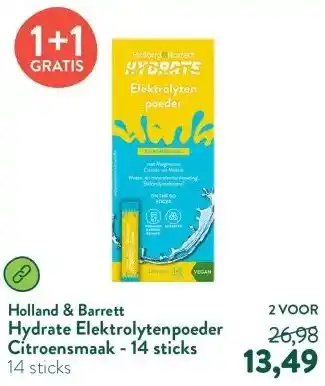 Holland & Barrett Hydrate Elektrolytenpoeder Citroensmaak - 14 sticks aanbieding
