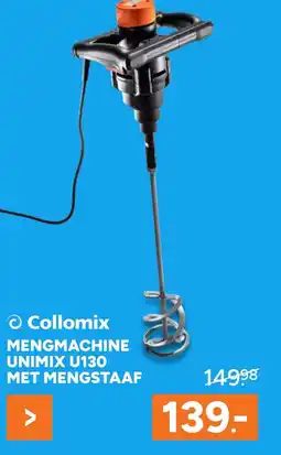 BOUWMAAT Collomix Mengmachine unimix U130 met mengstaaf aanbieding