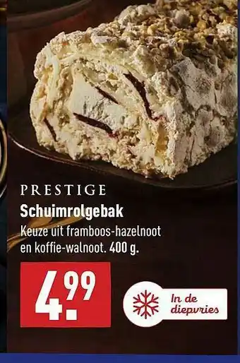 ALDI Prestige Schuimrolgebak Framboos-Hazelnoot En Koffie-Walnoot aanbieding