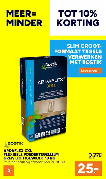 BOUWMAAT BOSTIK ARDAFLEX XXL flexibele poedertegellijm grijs lichtgewicht aanbieding