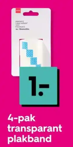 HEMA 4 pak transparant plakband aanbieding