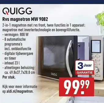 ALDI Quigg RVS Magnetron MW 9082 aanbieding