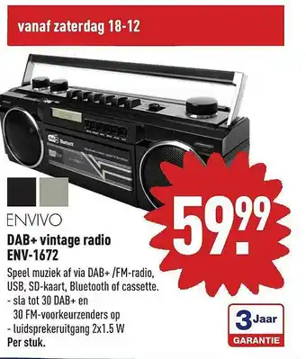 ALDI Envivo DAB+ Vintage Radio ENV-1672 aanbieding