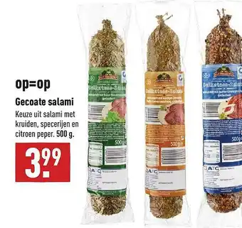 ALDI Gecoate Salami : Salami Met Kruiden, Specerijen En Citroen Peper aanbieding