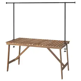 IKEA Askholmen / helgeÖ Tafel met decoratiestang, buiten donkerbruin/zwart, 143 cm aanbieding