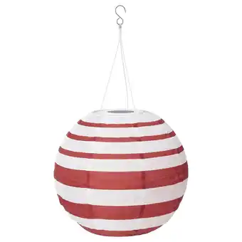 IKEA Solvinden Led-plafondlamp op zonnecellen, buiten globe/rood streep, 30 cm aanbieding