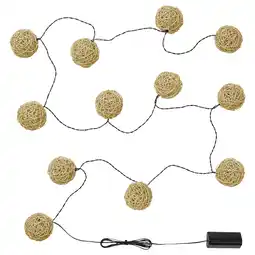 IKEA Solvinden Led-lichtsnoer met 12 lampjes, op batterijen/beige aanbieding