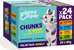 Intratuin Edgard & Cooper kattenvoer Chuncks in saus adult 85 g 24 stuks aanbieding