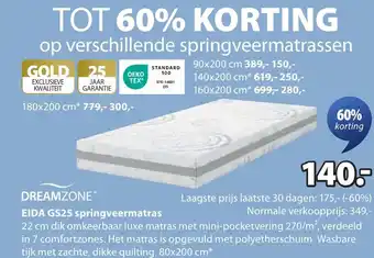 Jysk Eida gs25 springveermatras aanbieding