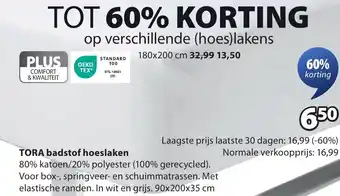 Jysk Tora badstof hoeslaken aanbieding
