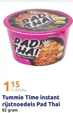 Action Tummie Time instant rijstnoedels Pad Thai 82 gram aanbieding