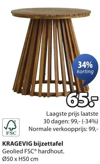 Jysk KRAGEVIG bijzettafel aanbieding
