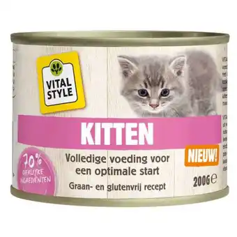 Pets Place Vitalstyle Kitten - Kattenvoer - Rund Kip Kruiden 200 g aanbieding