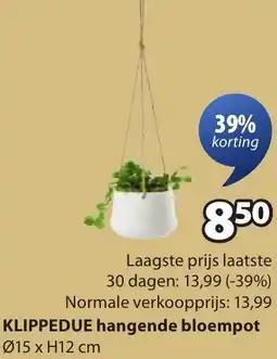 Jysk KLIPPEDUE hangende bloempot aanbieding