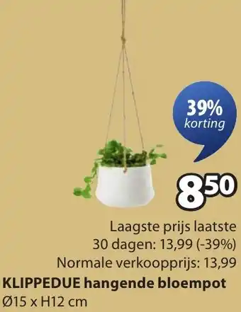 Jysk KLIPPEDUE hangende bloempot aanbieding