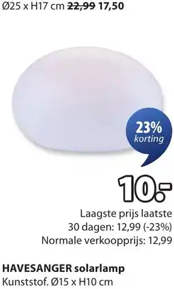Jysk HAVESANGER solarlamp aanbieding