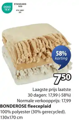 Jysk BONDEROSE fleeceplaid aanbieding