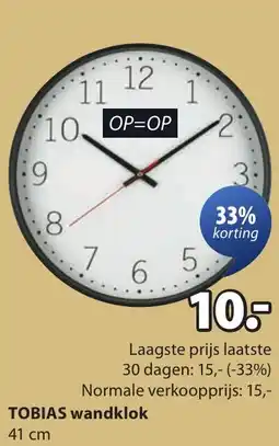 Jysk TOBIAS wandklok aanbieding
