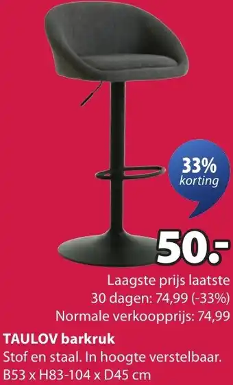Jysk TAULOV barkruk aanbieding