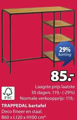 Jysk TRAPPEDAL bartafel aanbieding