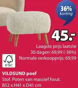 Jysk VILDSUND poef aanbieding