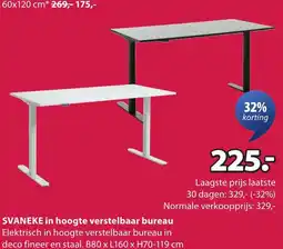Jysk SVANEKE in hoogte verstelbaar bureau aanbieding