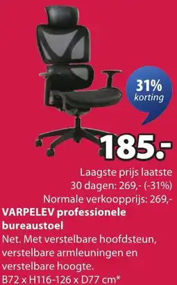 Jysk VARPELEV professionele bureaustoel aanbieding
