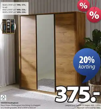 Jysk VEDDE kledingkast aanbieding