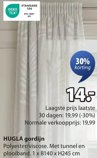 Jysk HUGLA gordijn aanbieding