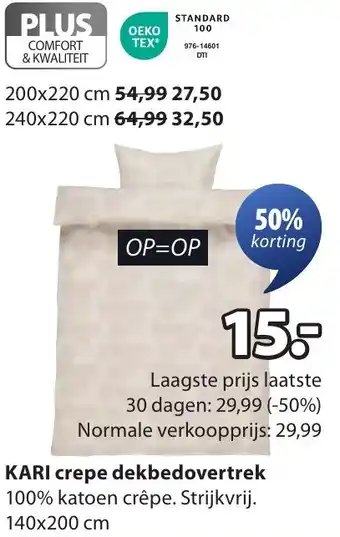 Jysk KARI crepe dekbedovertrek aanbieding